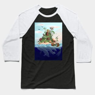 Floating Island City on a Whale Baseball T-Shirt